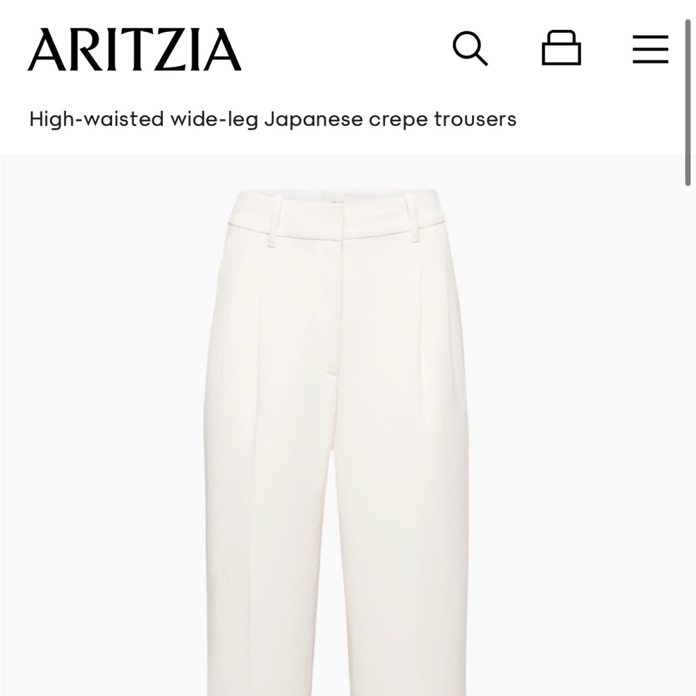 Aritzia High-Waisted Wide-Leg Japanese Crepe Trousers — White